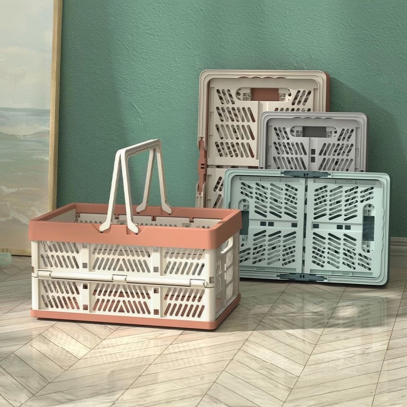 UShioart Collapsible Crate Milk Crates for Storage Plastic shopping basket 20L for Kitchen Bathroom - Image 3